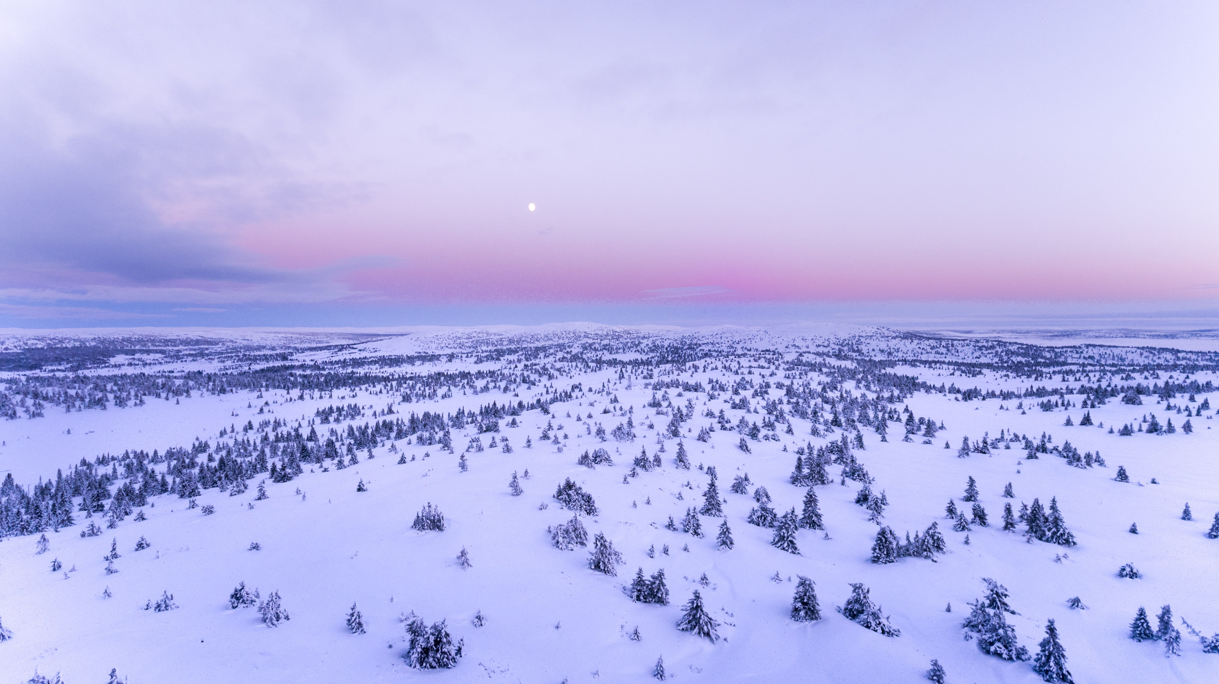 winter snow sunset